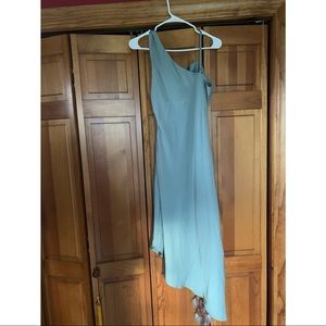Lulus instant impression sage green asymmetrical midi dress